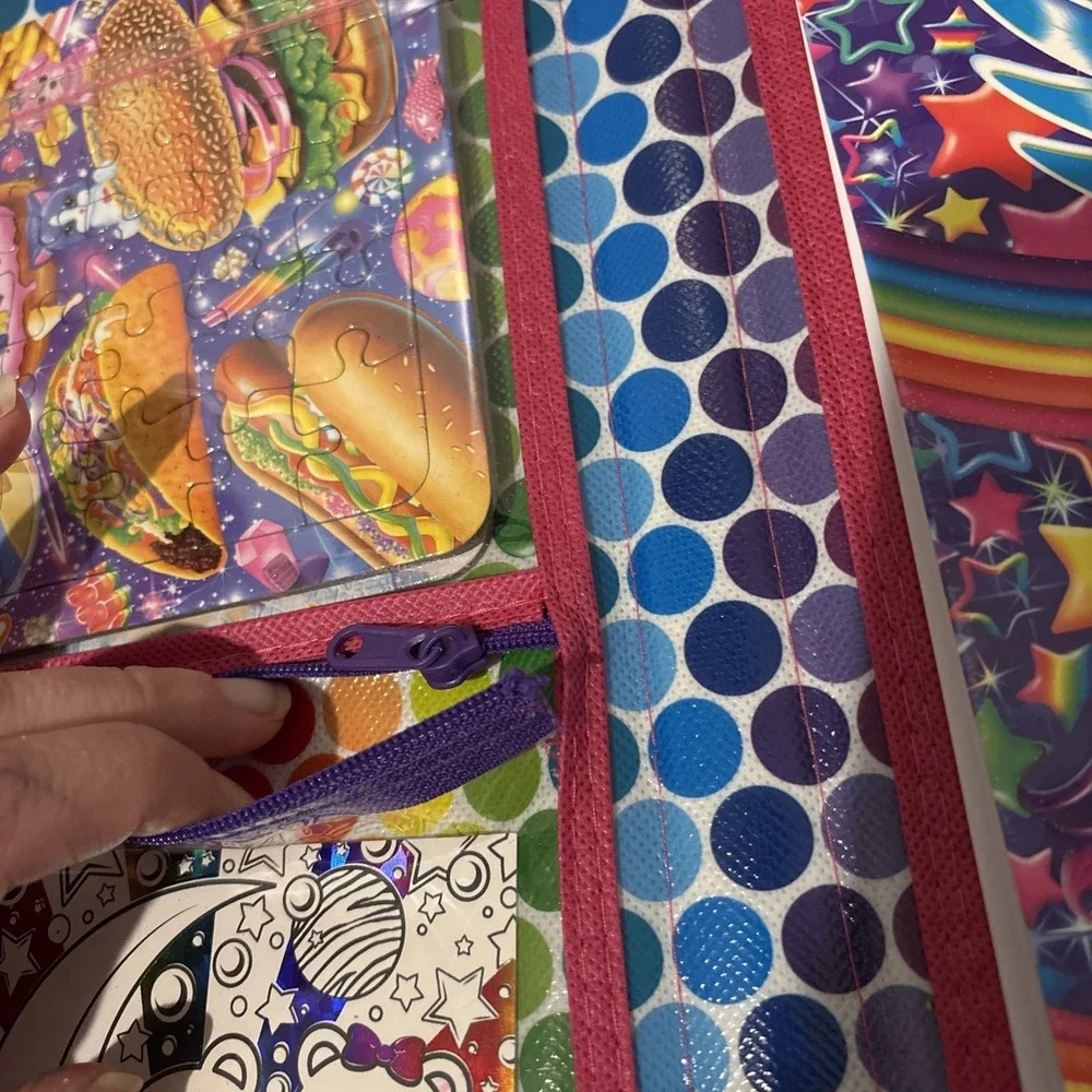 Lisa Frank Puppies Unicorns Trifold Flip Out Organizer‎ Crayons Stickers Puzzles